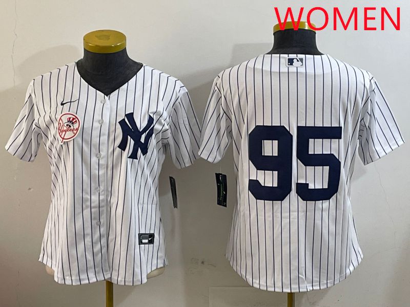 Women New York Yankees #95 No Name White Stripe Game 2025 Nike MLB Jersey style 8